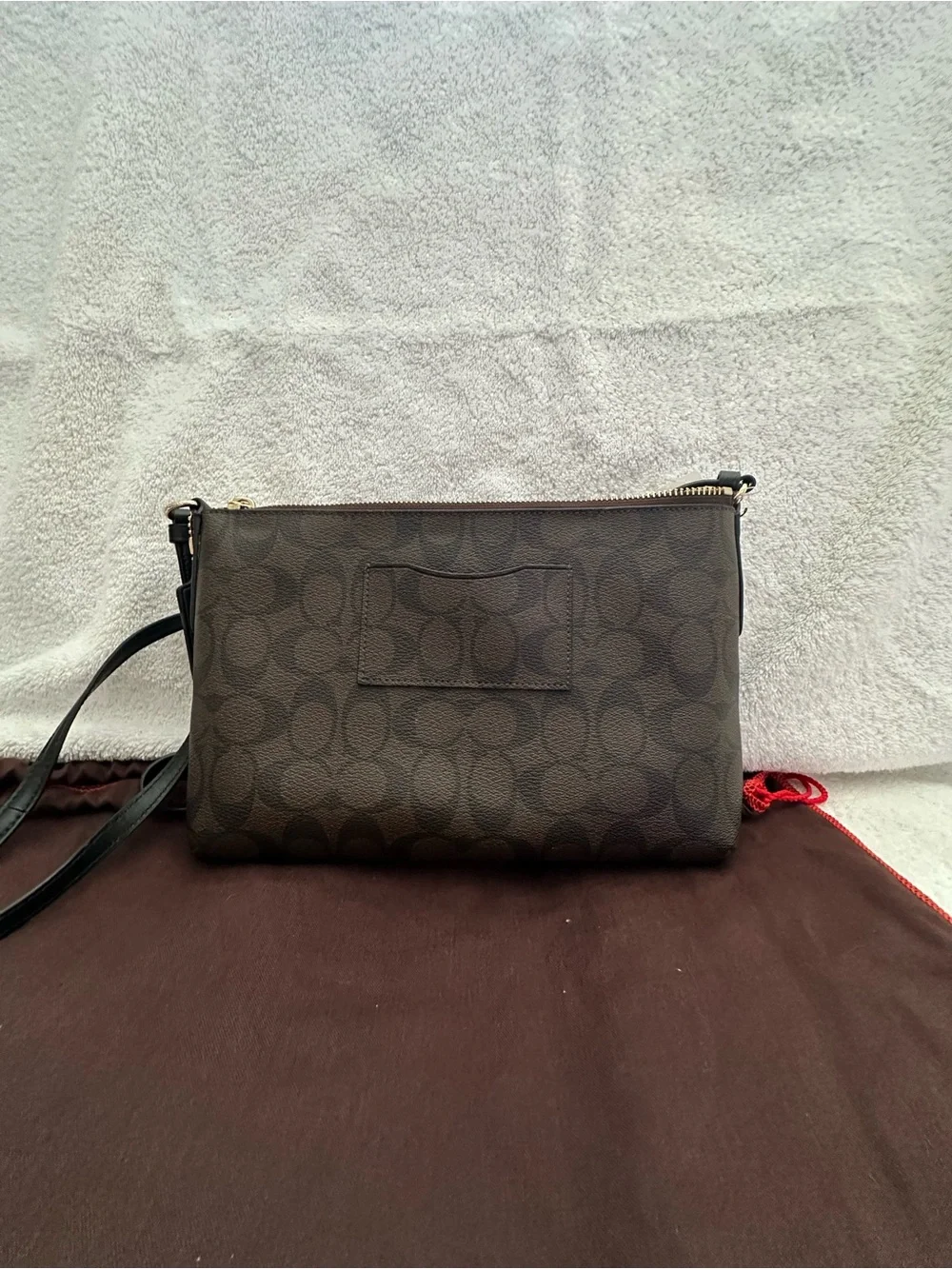NWT Coach Signature EW Pop-Up Crossbody Black/Brown + Matching Pouch